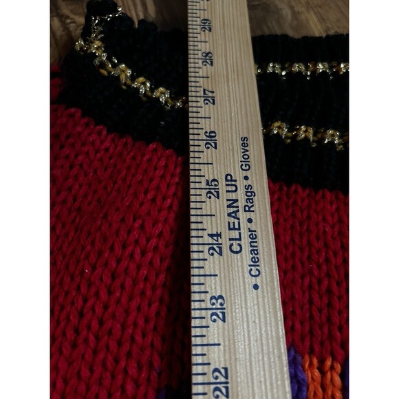 Womens 18W Red Acrylic Hand Knit Christmas Tree Teddy Bear Gift Ugly Sweater - Picture 5 of 5